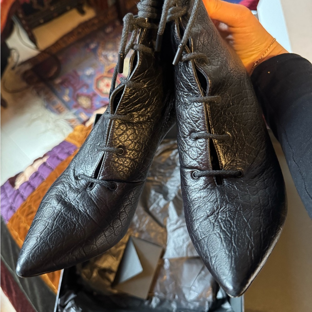 Rare Saint Laurent Croc Leather Black Ankle Booties - Picture 6 of 11